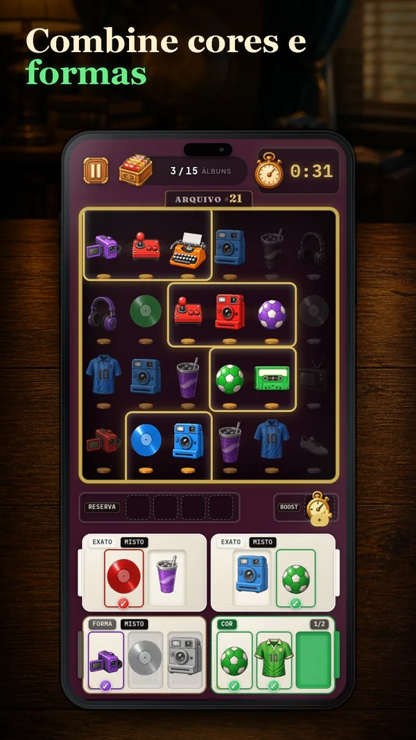 Combinando peças por cor e por forma