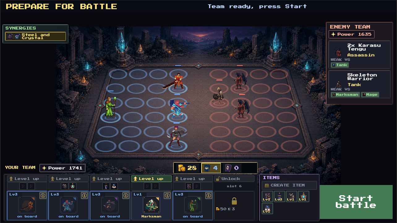 Formation preparation screen with characters positioned before battle